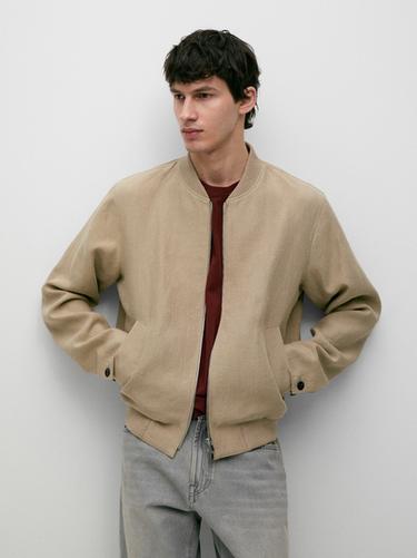 Zara Linen bomber jacket - Beige