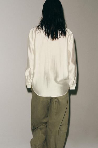 ZW COLLECTION FLOWING SHIRT WITH TIES - White by Zara - Image 2