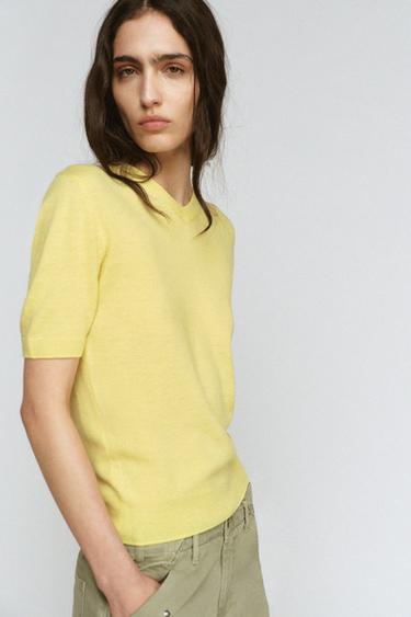 100% WOOL SHORT SLEEVE JUMPER - Yellow by Zara