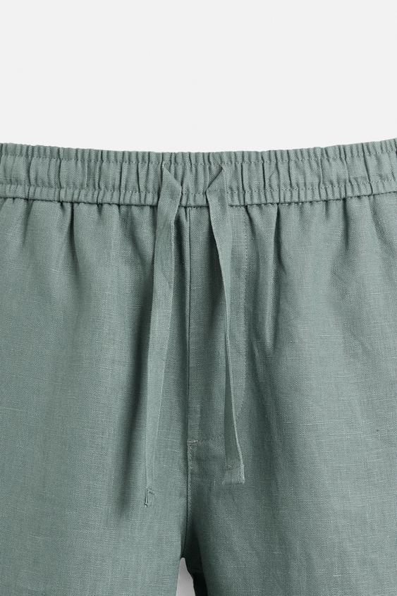 100% LINEN REGULAR FIT TROUSERS - Grey green by Zara - Image 8
