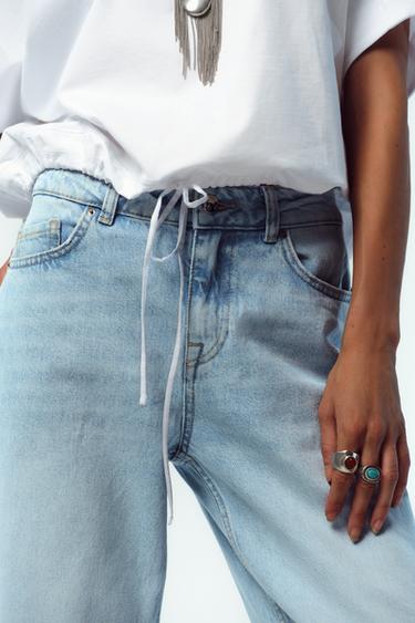 COTTON T-SHIRT WITH TIES - White by Zara - Image 2