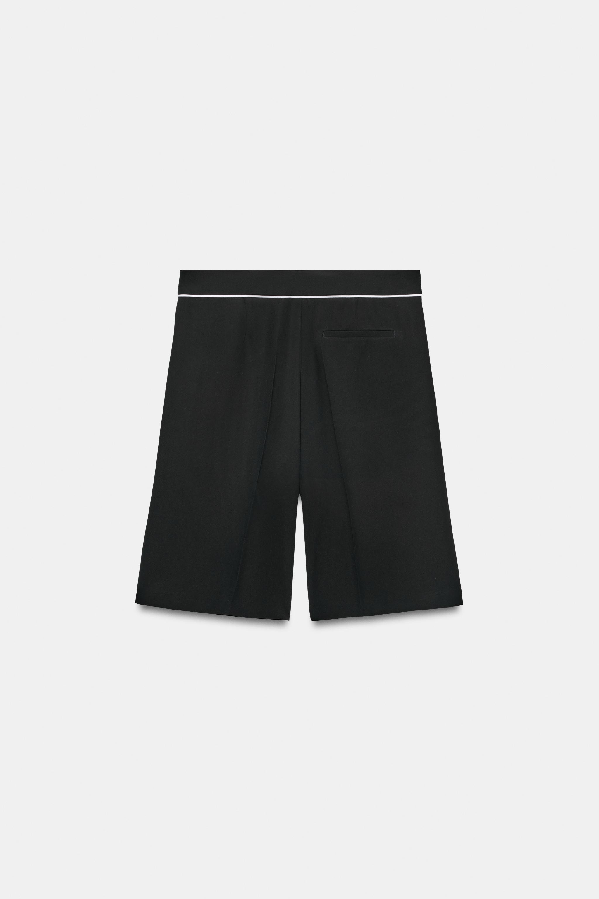Женские шорты Zara LONG CONTRAST PIPING SHORTS — фото 2