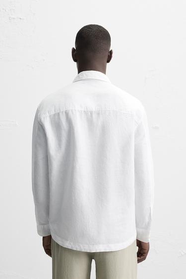 CHEMISE POLO LIN ET COTON - Blanc de Zara - Image 2