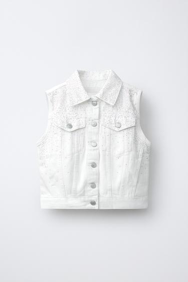 GILET DENIM STRASS - Bianco di Zara - Immagine 0