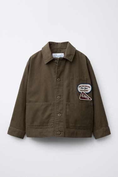 SOBRECAMISA PARCHES - Khaki oscuro de Zara