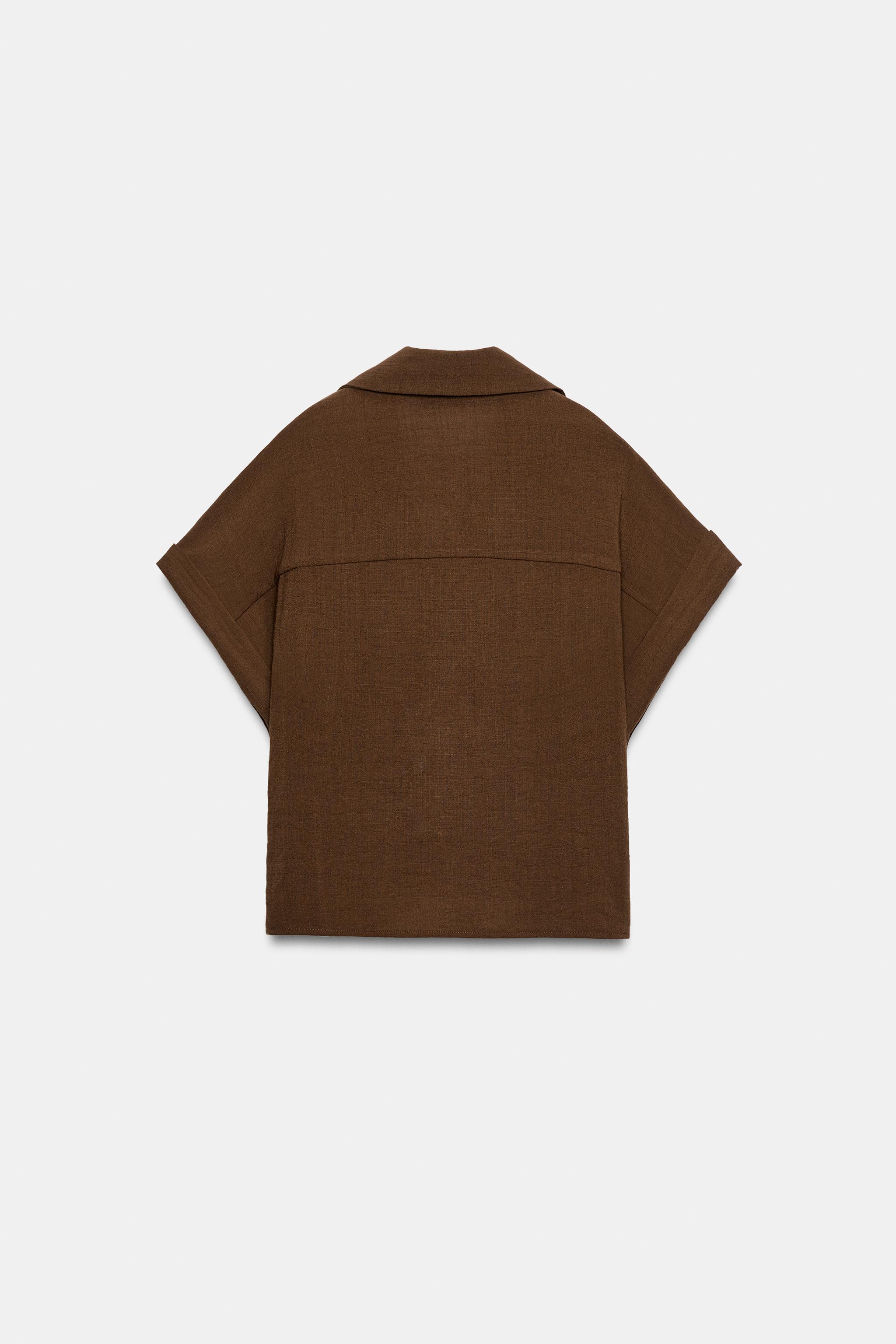 Женские рубашки Zara SHORT SLEEVE WRAP SHIRT — фото 5