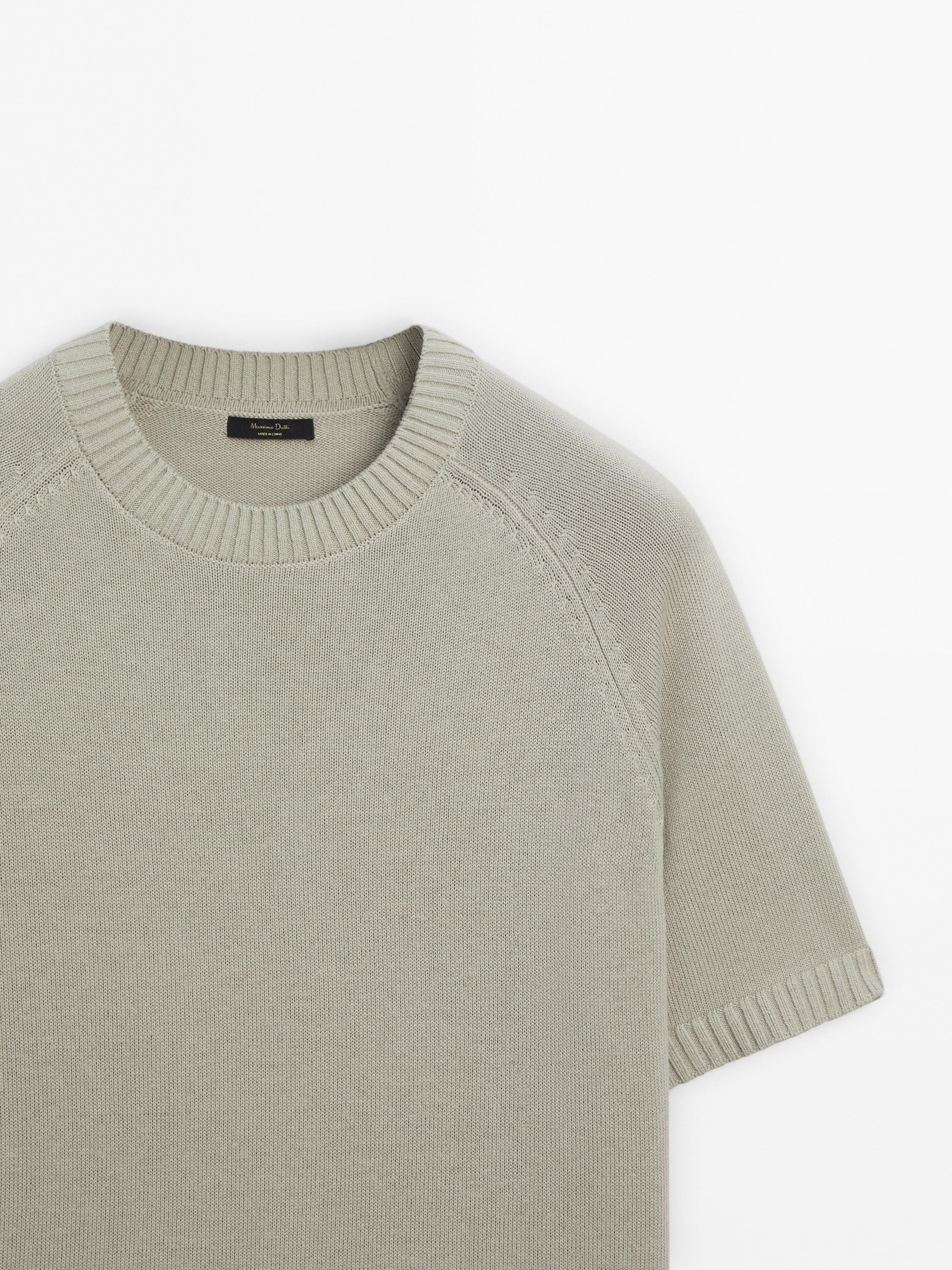 Short sleeve knit sweater with cotton - Ecru | ZARA United States