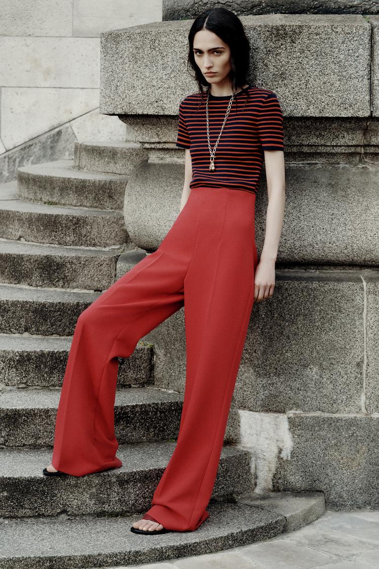 Wide Leg Pantaloni Zara Vita Alta Zara Top Pantalone A Vita Alta Pants Pantaloni Larghi Alla