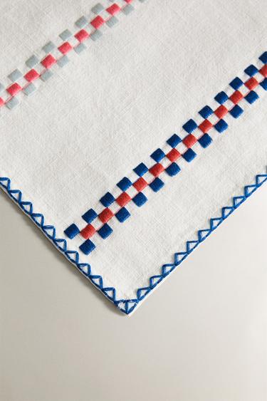 NAPPE INDIVIDUAL COTON CRAYONS MULTIPLES - Blanc / Vert de Zara - Image 1