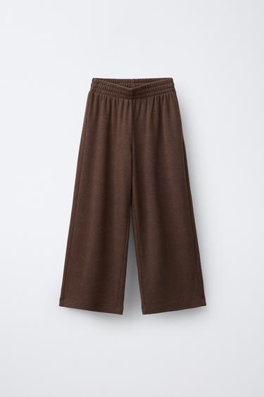 SOFT TOUCH WIDE-LEG TROUSERS - Brown by Zara