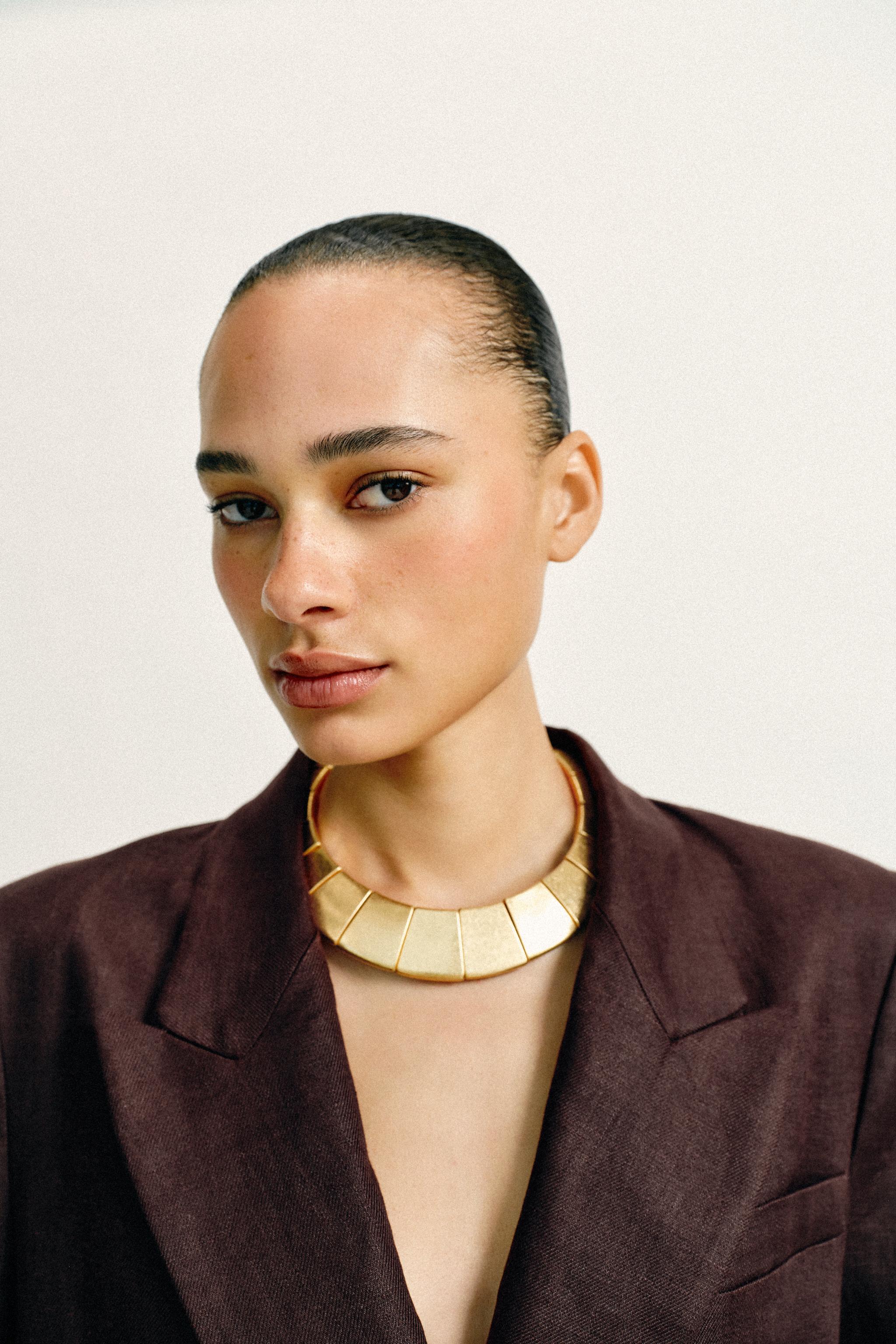 100% LINEN DOUBLE BREASTED BLAZER WITH SHOULDER PADS