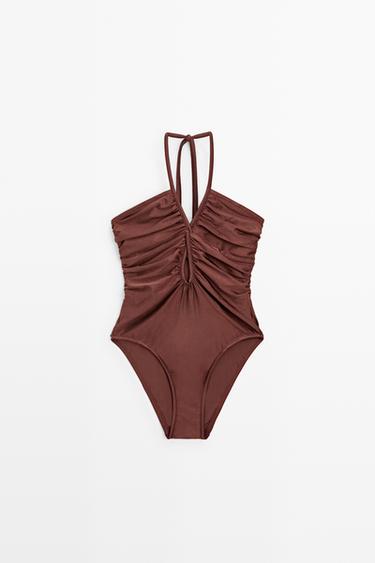Zara Shimmery halter swimsuit - Mink marl - Image 0