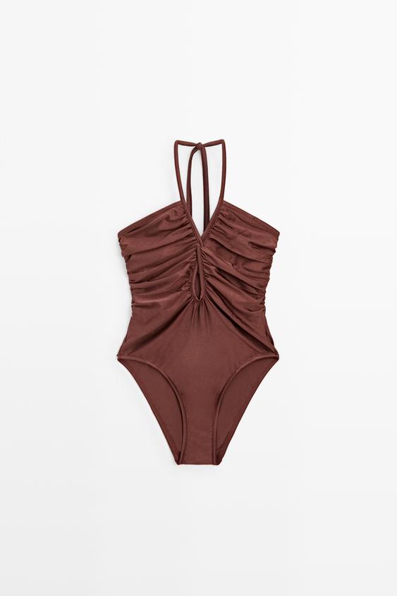 Shimmery halter swimsuit from Zara - $130