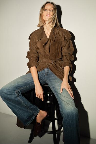 TRENCH EN CUIR DAIM 100 % ZW COLLECTION ÉDITION LIMITÉE - Marron de Zara - Image 1