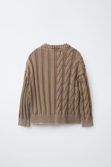 ACID WASH KNIT SWEATER — Mid-camel 2