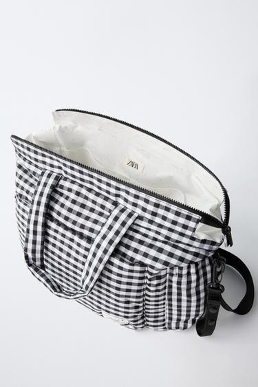 SAC MATERNITÉ À CARREAUX - Noir de Zara - Image 3