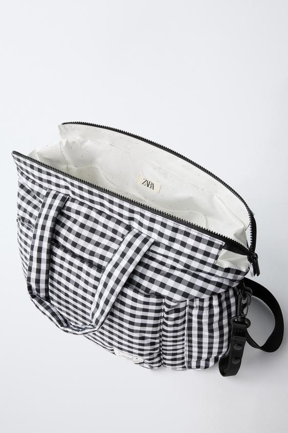 SAC MATERNITÉ À CARREAUX - Noir de Zara - Image 3