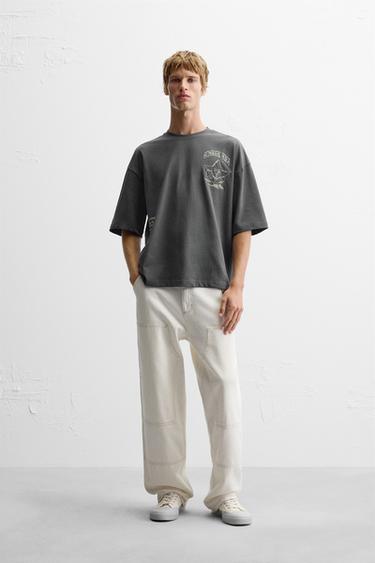CONTRAST PRINT T-SHIRT - Cement by Zara