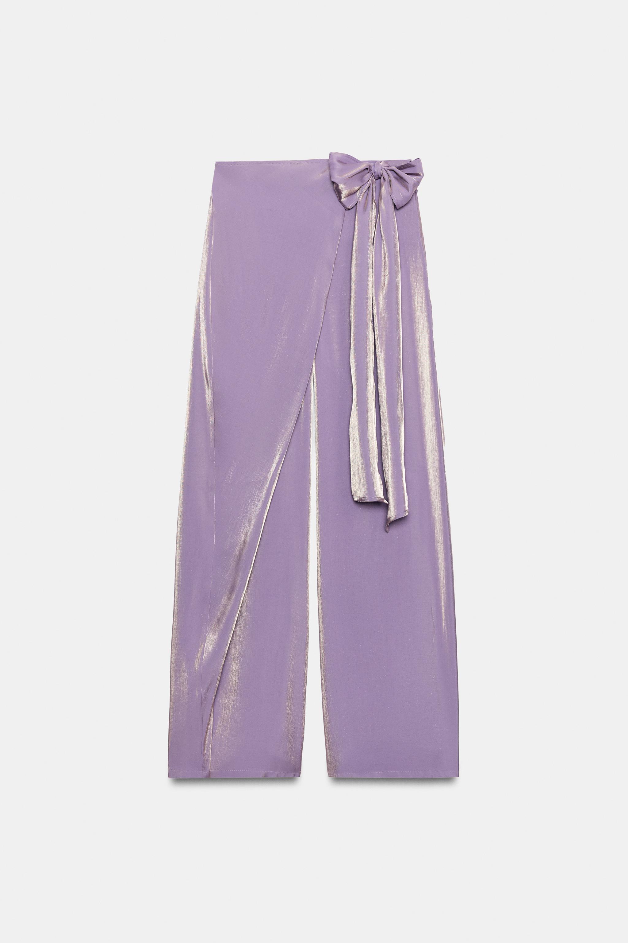 SHINY EFFECT WRAP PANTS - Mauve | ZARA United States
