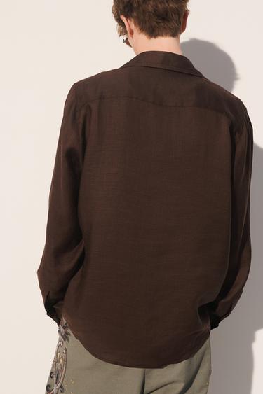 CHEMISE POLO RELAXED FIT RAMIE - LYOCELL - Marron de Zara - Image 4