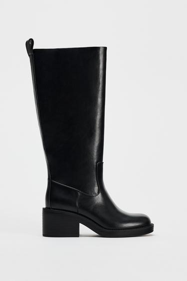 Zara WIDE HEELED BOOTS - Black - Image 0