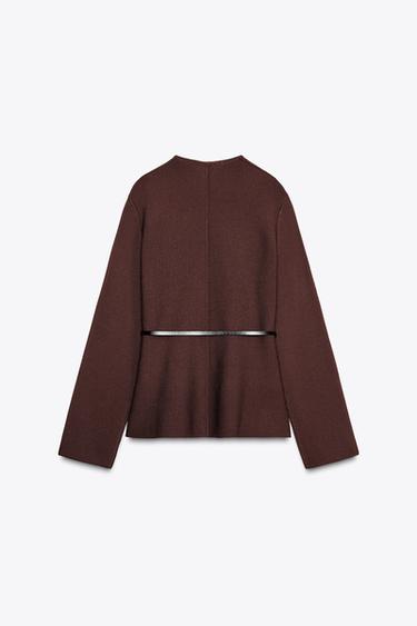 PLAIN KNIT BELTED JACKET - Brown by Zara - Image 5