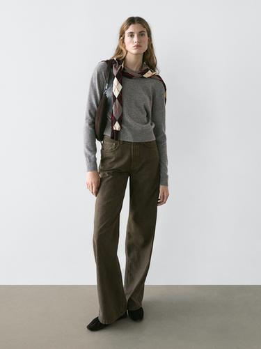 Zara Wide-leg jeans - Dark khaki