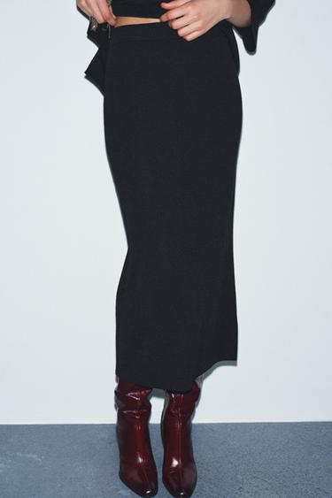 KNIT MIDI SKIRT - Black by Zara