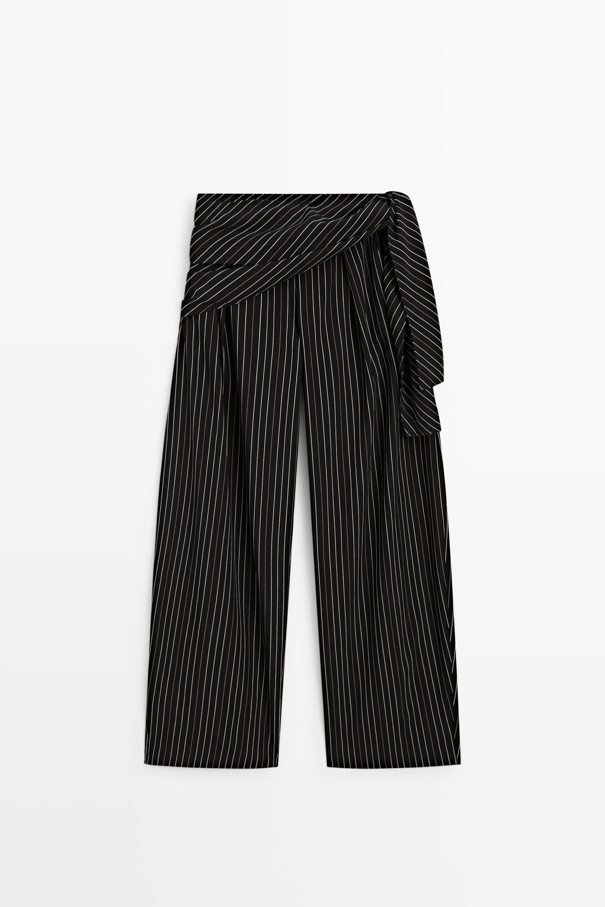 Pantalon barrel fit rayures avec foulard