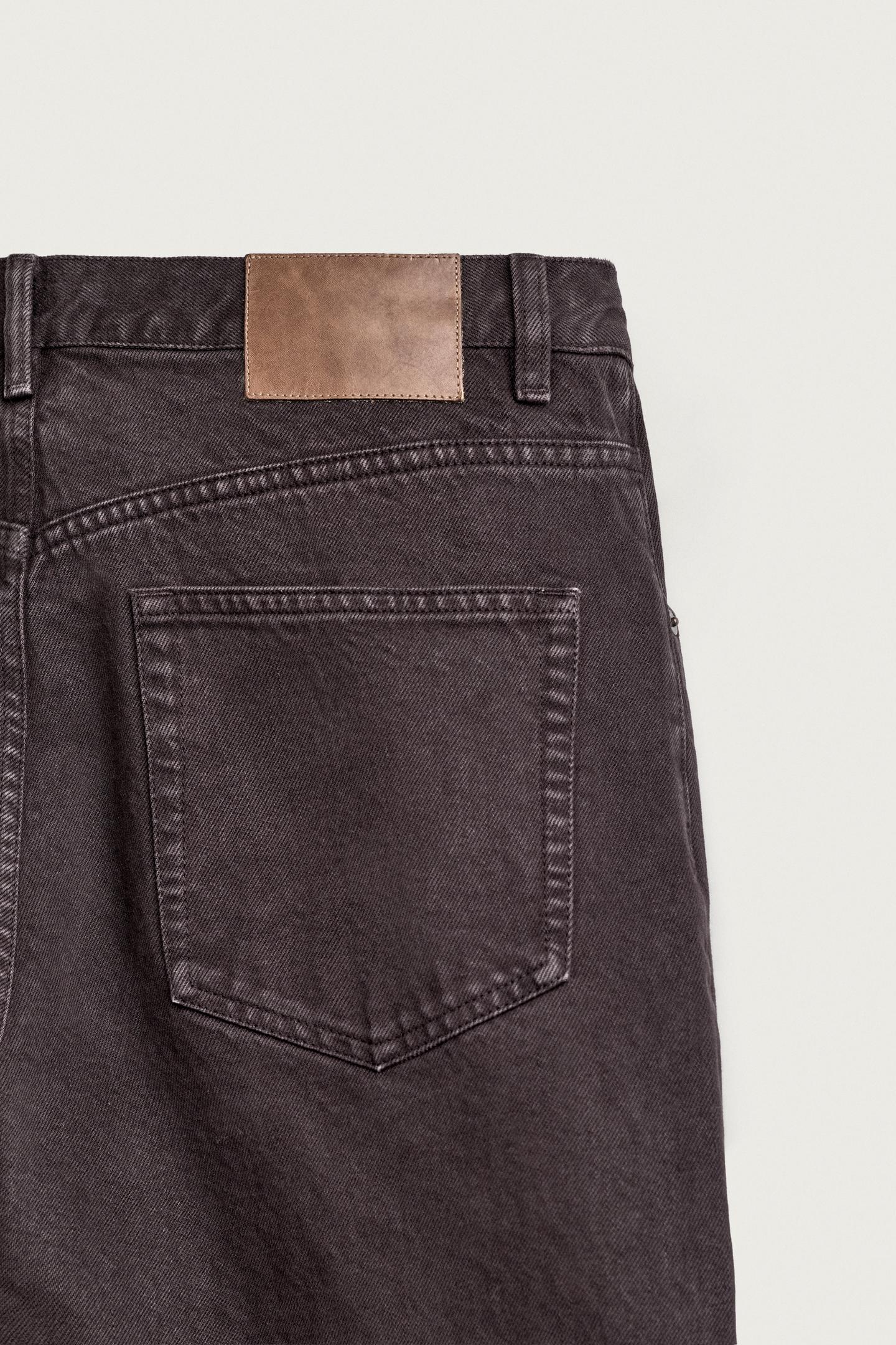 Мужские брюки Zara Washed Straight-Fit, цвет: Тёмный коричневый — фото 9