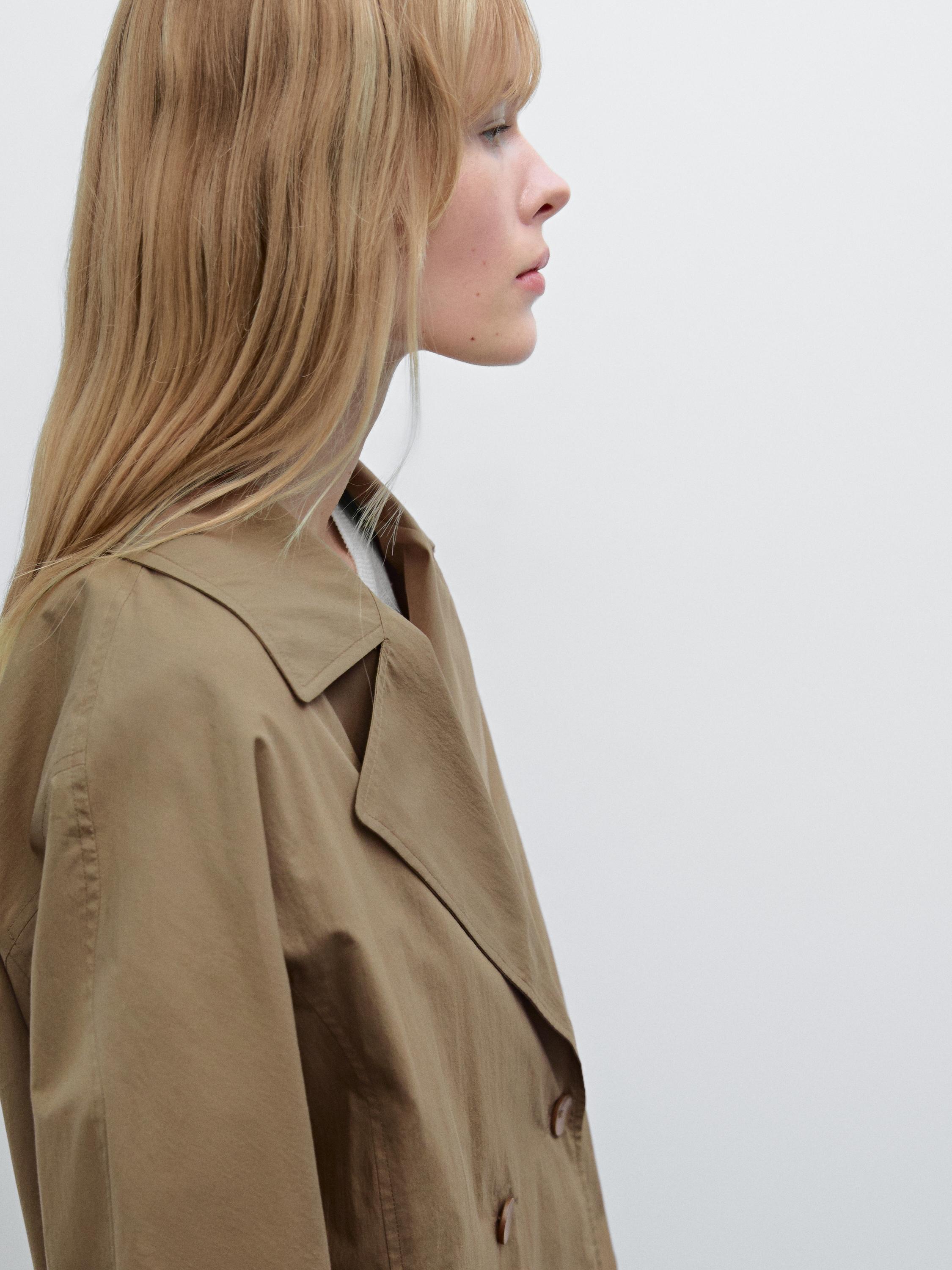 Short cotton blend trench jacket