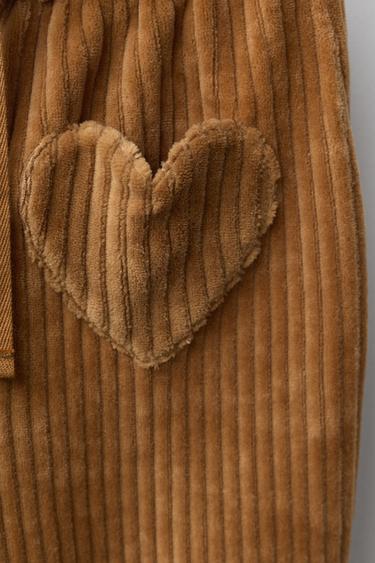 BAGGY CORDUROY TROUSERS WITH HEART POCKETS - Caramel by Zara - Image 3