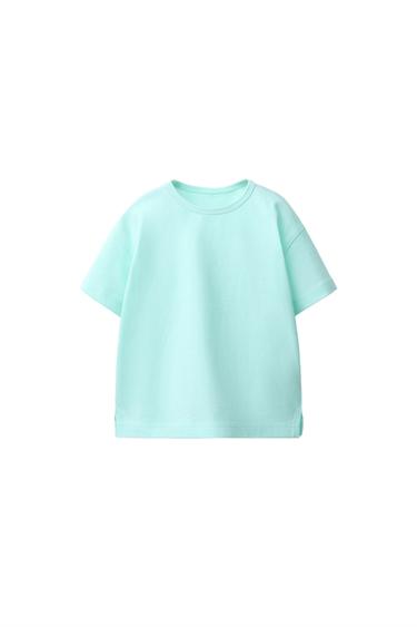 ENOBARVNA MAJICA S KRATKIMI ROKAVI - Modra barva vode od Zare