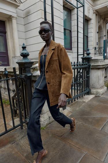 Zara 100% LEATHER LONG JACKET - whiskey - Image 0