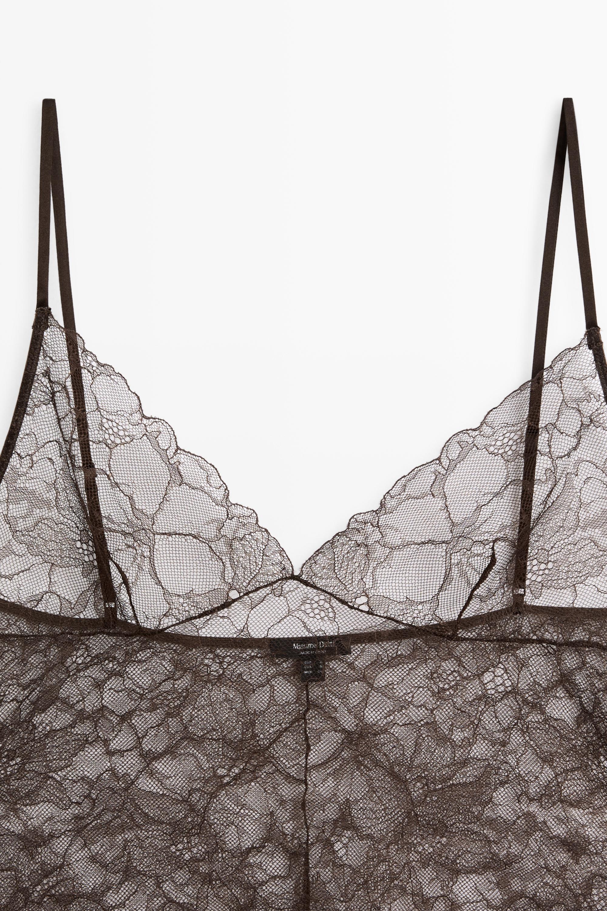Top à bretelles en dentelle transparente