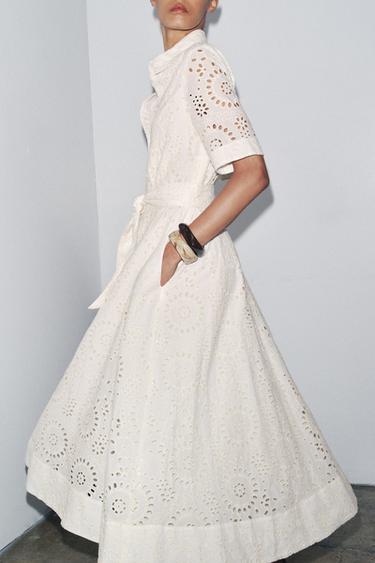 ROBE CHEMISE BRODÉE ZW COLLECTION - Écru de Zara - Image 1