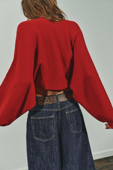KNIT JUMPER WITH WIDE SLEEVES - Red by Zara
