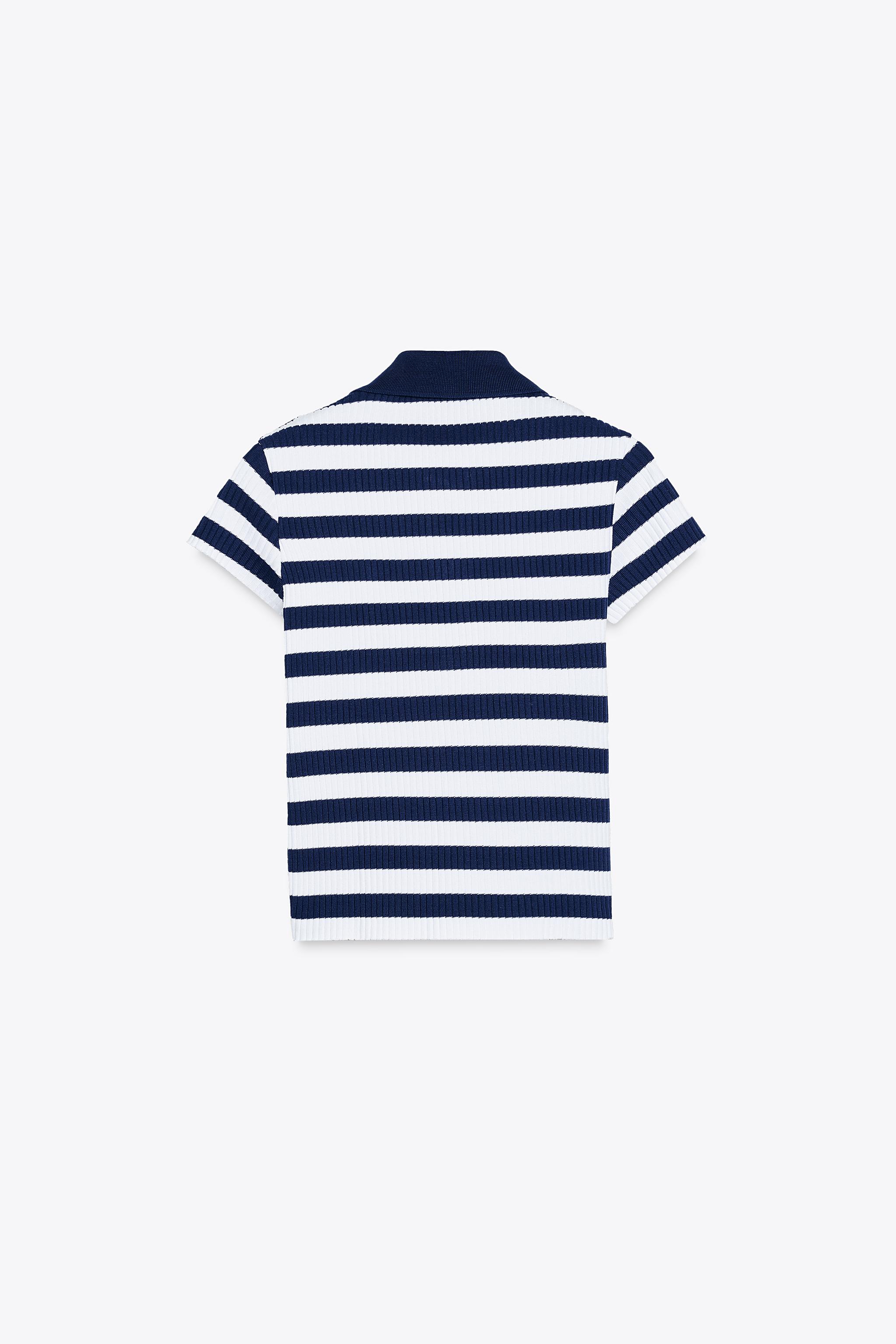 STRIPED RIBBED POLO SHIRT