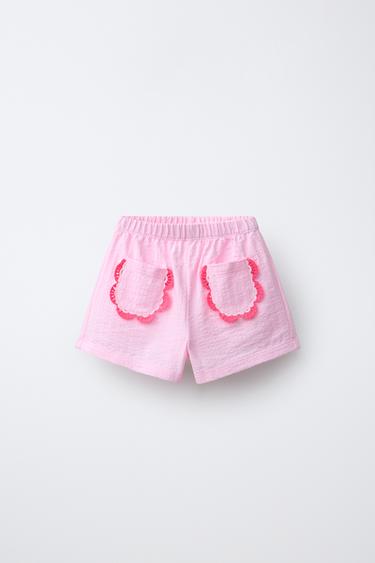 BERMUDA SHORTS WITH CROCHET POCKETS - Pastel pink by Zara
