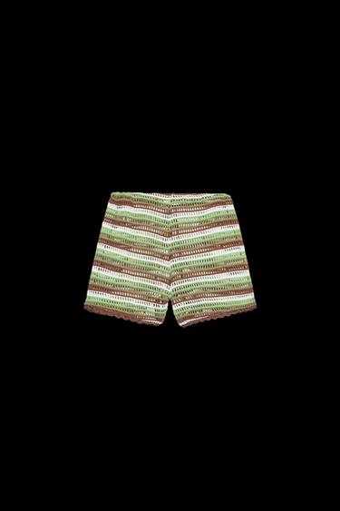 CROCHET SHORTS WITH DRAWSTRINGS - Oyster-white by Zara