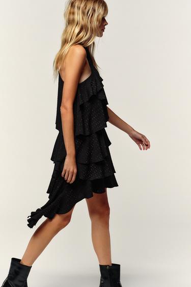 METALLIC THREAD HALTER DRESS - Black by Zara - Image 3