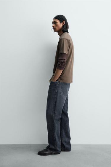 T-SHIRT BOXY FIT INSCRIPTION DÉLAVÉE - Kaki de Zara - Image 3