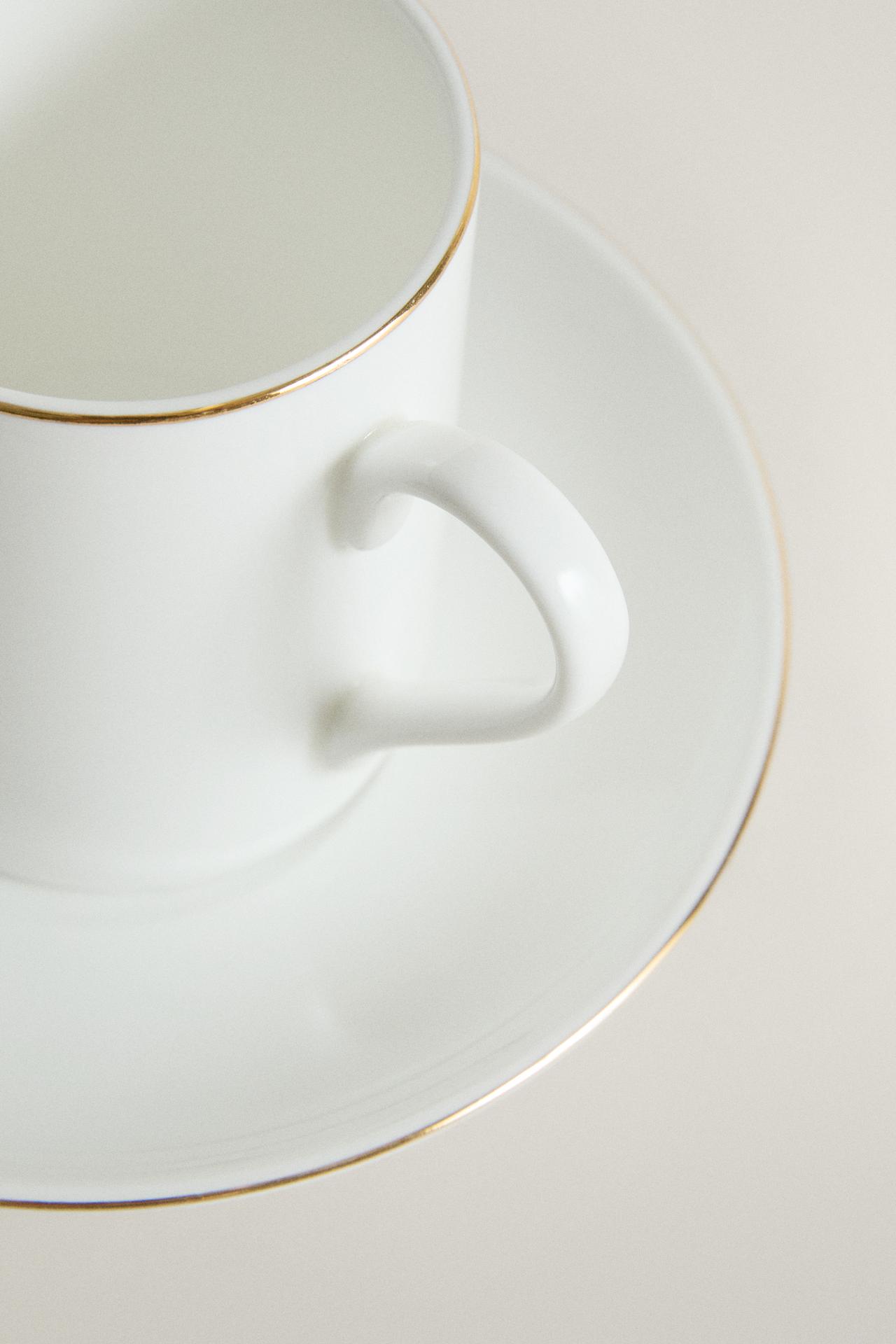 GOLD BONE CHINA COFFEE CUP AND SAUCER — Gold
