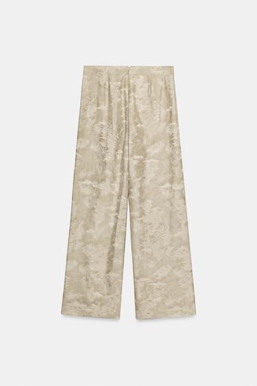 PANTALON JACQUARD À JAMBES LARGES ZW COLLECTION - Beige de Zara - Image 5