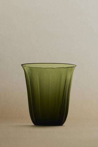 RAISED CHRISTMAS GLASS TUMBLER - Green by Zara