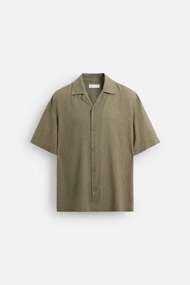 GEOMETRIC JACQUARD SHIRT - Light khaki by Zara