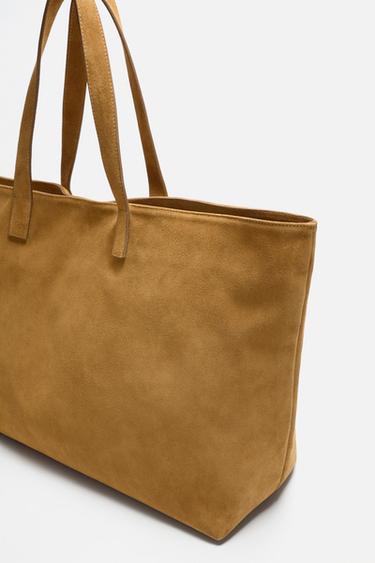 LEATHER SHOPPER BAG - LIMITED EDITION - Sand Brown by Zara - Image 4