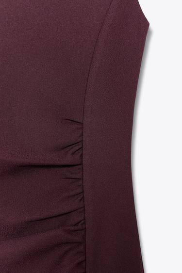 GATHERED CREPE DRESS - Burgundy by Zara - Image 6