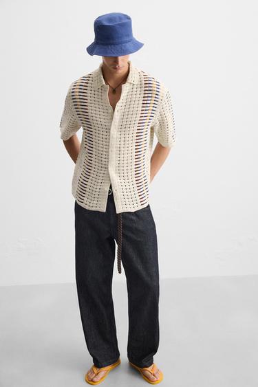 CHEMISE CROCHET RAYURES - Écru de Zara - Image 6