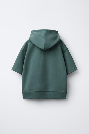 Zara SHORT SLEEVE HOODIE AND INTERLOCK BERMUDA SET - Green